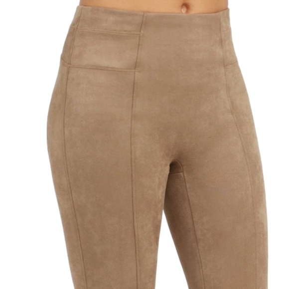 SPANX Medium Faux Suede Leather Rich Caramel Leggings - Picture 5 of 10